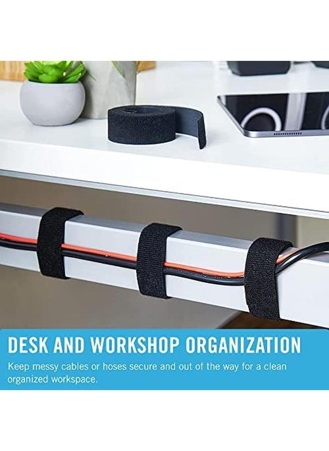 Cut To Length Straps Heavy Duty 45 Ft X 3 4 In One Wrap Self Gripping Double Sided Roll Bundling Ties Fasten To Themselves For Secure Hold Vel 30834 Ams Black