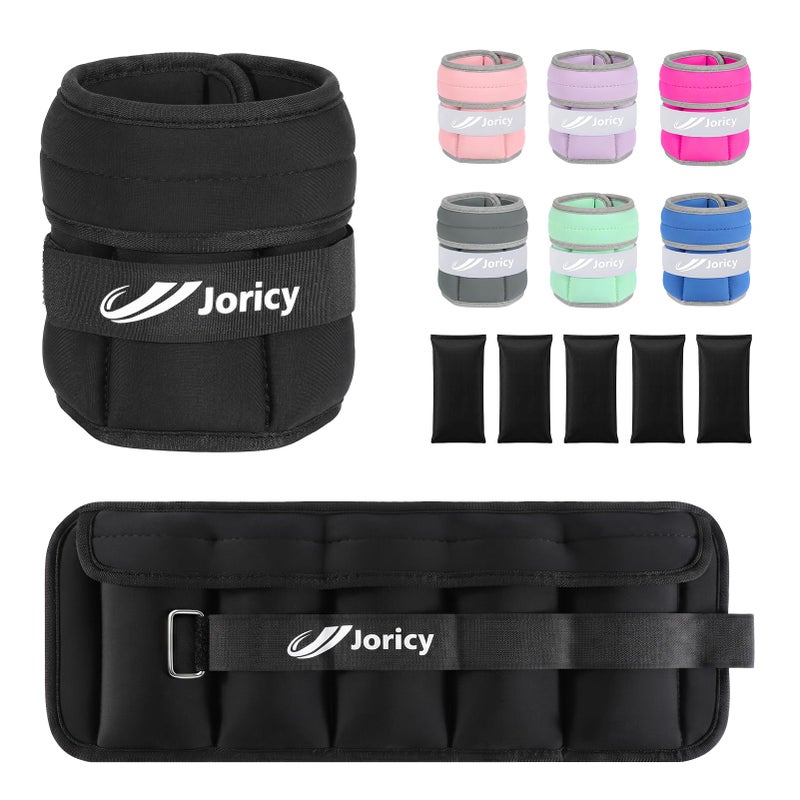 JORICY Adjustable Ankle Weights for Women Men 1234568101220 LBS 1 Pair Wrist Leg Arm Weights with Removable Weight Strength Training Weight for Jogging Walking Running Fitness black 3lbs Pair 15lb Each Weight - Image 2