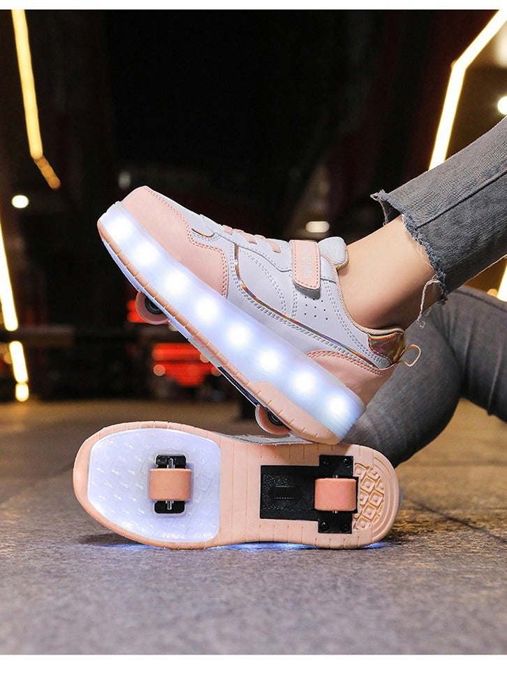in stock heloon shoes children and girls two-wheel automatic contraction wheel shoes cross-border explosions luminous pulley shoes deformation shoes - Image 4