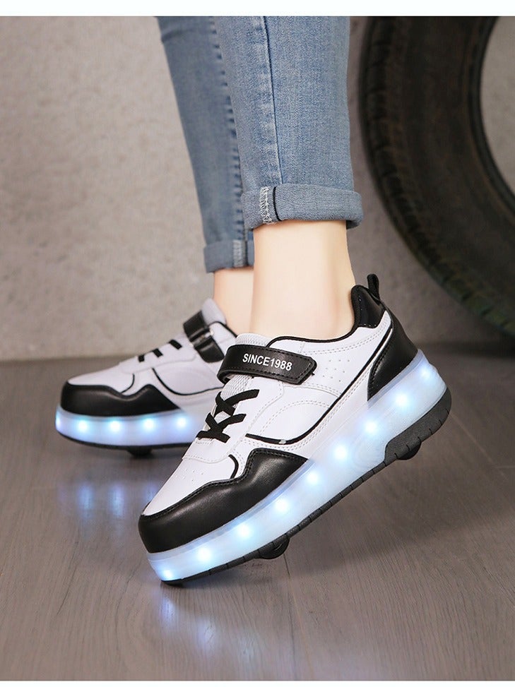 in stock heloon shoes children and girls two-wheel automatic contraction wheel shoes cross-border explosions luminous pulley shoes deformation shoes - Image 5