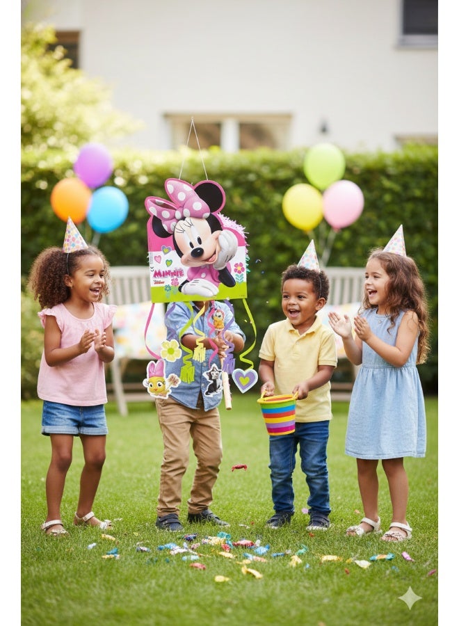Ciao Minnie Happy Helpers Piñata – Disney Junior Minnie Mouse Party Decoration with Streamers and Hanging Cut-outs for Girls Birthday Celebrations - Image 3