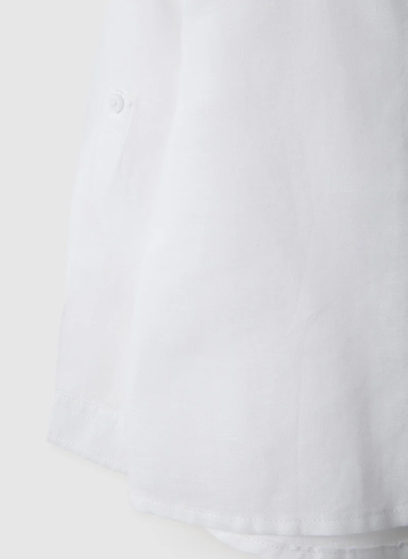 Ovs  Ovs White Linen And Cotton Baby Shirt Regular Fit With Mandarin Collar for Kids | Best Price UAE