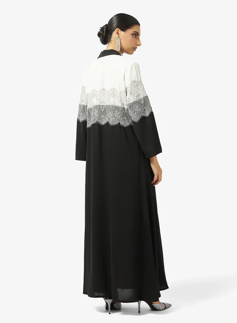 خزانة Colorblock Trench Styled Abaya