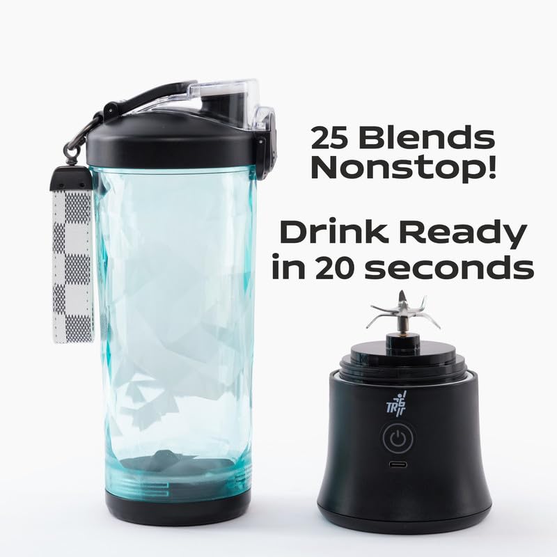 TR6 Blendmate Ultra Waterproof Portable Blender for Juices Shakes Smoothies 230W Motor 4000mAh Battery Pulse Mode LED Lights 600ml Convertible Jar Inbuilt Sipper Carry Handle Black - Image 3