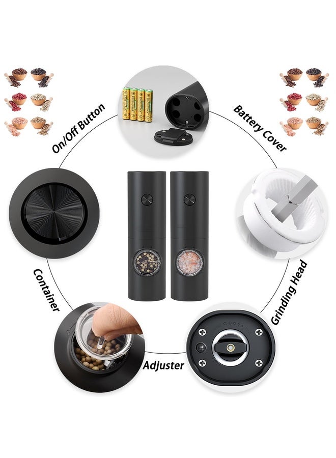 HuHa Electric Automatic Salt and Pepper Grinder Set Battery Powered, Model: B2 KYMQ-16B-BS - Image 3