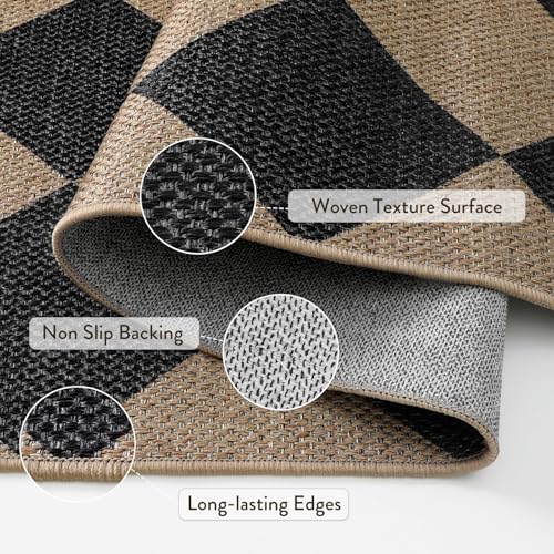 La Home Lahome Checkered Easy Jute Outdoor Rug, 5x7 Area Rugs for Living Room Nature Large Dining Room Carpet, Farmhouse Outdoor Patio Non Slip Diamond Carpet for Home Office Bedroom Backyard Deck - Image 4