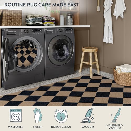 La Home Lahome Checkered Easy Jute Outdoor Rug, 5x7 Area Rugs for Living Room Nature Large Dining Room Carpet, Farmhouse Outdoor Patio Non Slip Diamond Carpet for Home Office Bedroom Backyard Deck - Image 5