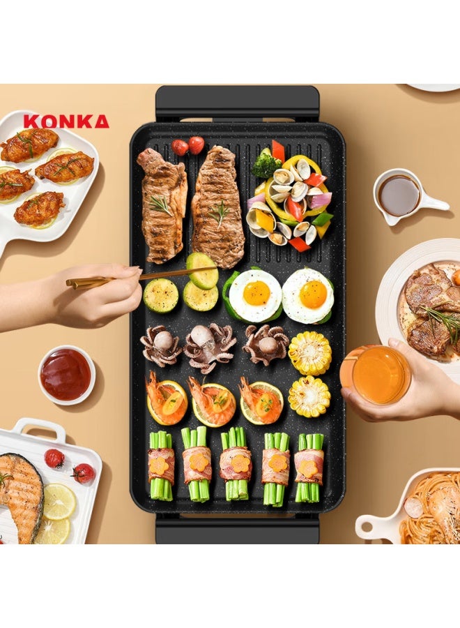 كونكا Konka Electric Grill Pan، شواية باربكيو منزلية متعددة الوظائف، سعة كبيرة، طاقة عالية، قليلة الزيت، قليلة الدخان، آلة شوي لاصقة، Kdkp-1360 - Image 3
