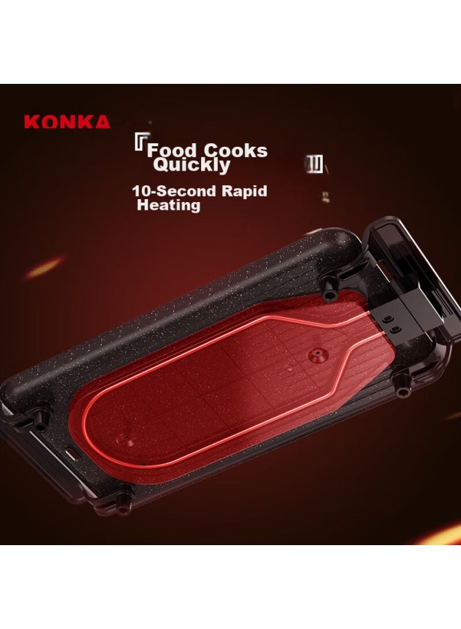 كونكا Konka Electric Grill Pan، شواية باربكيو منزلية متعددة الوظائف، سعة كبيرة، طاقة عالية، قليلة الزيت، قليلة الدخان، آلة شوي لاصقة، Kdkp-1360 - Image 5
