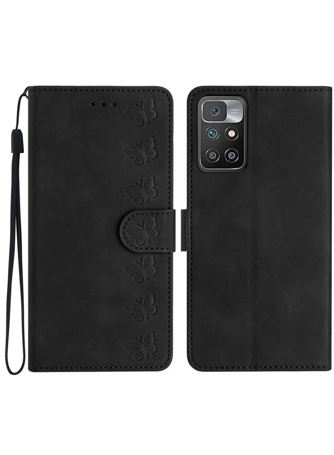Case For Xiaomi Redmi 10 Seven Butterflies Embossed Leather Phone Case