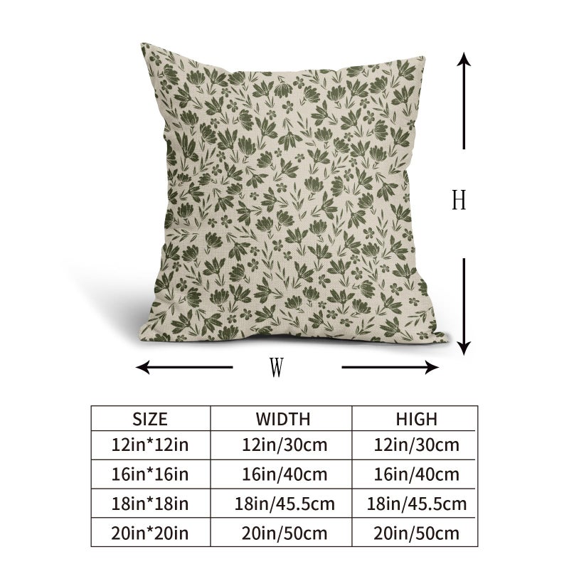 Aytipun Olive Green Floral Pillow Covers 18x18 Set of 2 Vintage Rustic Old Style Cute Small Flower Green Cream Print Decorative Outdoor Pillowcases Farmhouse Throw Cushion Case Decor for Couch Sofa Bed - Image 5