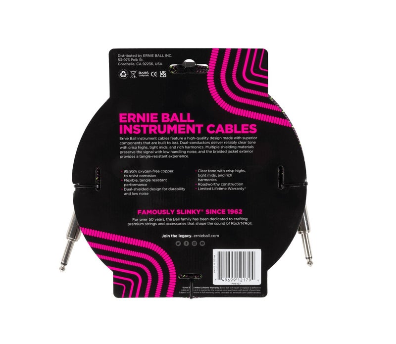 Ernie Ball P06427 Braided Instrument Cable – Straight/Straight Purple Python - Image 2
