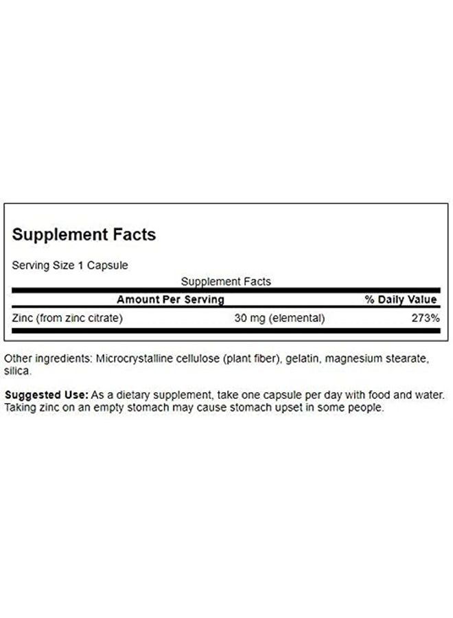 SWANSON Zinc (Citrate) 30 Milligrams 60 Capsules - Image 2