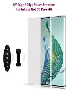 Infinix Hot 50 Pro Plus 4G Premium Tempered Glass Design For Infinix Hot 50 Pro Plus 4G Smartphone Advanced Border Less Full Edge To Edge UV Screen Protector And Easy Installation Kit