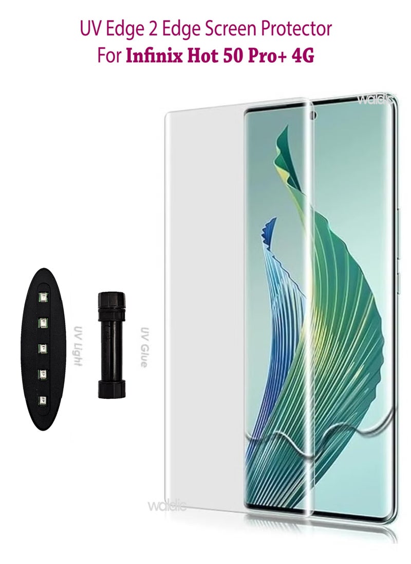 Generic - Infinix Hot 50 Pro Plus 4G Premium Tempered Glass Design For Infinix Hot 50 Pro Plus 4G Smartphone Advanced Border Less Full Edge To Edge UV Screen Protector And Easy Installation Kit - Image 1