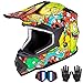 VCOROS Youth Kids Dirt Bike Helmets Motocross Street Offroad BMX MX ATV Dirtbike Motorcycle Helmet VS905 with Goggles Gloves DOT ApprovedColor Cartoon BeanL - Image 2