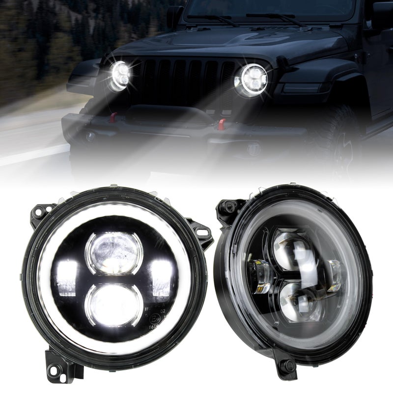 KEWISAUTO 9 Inch LED Headlight for Jeep Wrangler JLGladiator JT 20182021 Accessories High Low Beam Head Lamp with Daytime Running Lights Adjustable Screw IP68 Waterproof 2PCS