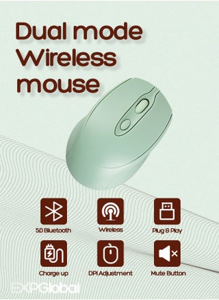 Rechargeable Wireless Mouse, Bluetooth Mouse, Dual mode Mouse Portable Slim Computer Mouse (Green) - pzsku/ZF7E51FE667C3981DFB76Z/45/_/1733470292/e1dcdb7e-d254-4600-b2f8-090c0ce9b59d