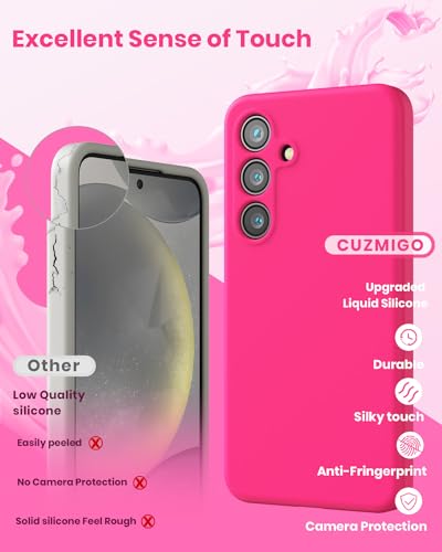 CUZMIGO for Samsung Galaxy S23 FE Case, Soft Liquid Silicone Phone Cover with Color Variety, Slim Fit Shockproof Camera Protection Thin Cute Case for Women and Girl, Neon Color, Hot Pink, 6.4“ - Image 3
