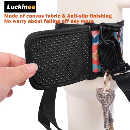 LUCKINEE Water Bottle Carrier Holder with Shoulder Strap Water Bottle Handle Strap Sling for Stanley 30&40oz Tumblers With 2pc Straw Covers Toppers for Stanley Cup Holder (Black) - Image 2