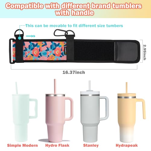 LUCKINEE Water Bottle Carrier Holder with Shoulder Strap Water Bottle Handle Strap Sling for Stanley 30&40oz Tumblers With 2pc Straw Covers Toppers for Stanley Cup Holder (Black) - Image 4