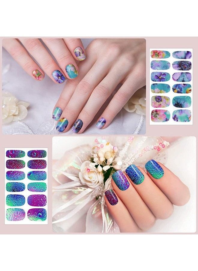 DANNEASY - 12 Sheets Nail Polish Strips Self Adhesive Nail Stickers Full Nail Wraps For Women Girl Gel Nail Strips Graffiti Gradient Starry Sky Nail Design Nail Accessories - Image 1