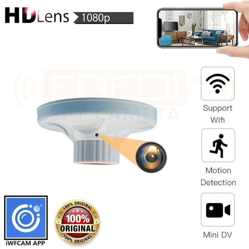 FREDI HD PLUS FREDI HD PLUS Camera Wireless Hidden Lamp Holder 1080p Full HD Video Resolution 24hrs Live Video Streaming Feed Indoor Security Inbuilt 32GB SD Card iWFCam APP Hidden Camera  - Image 3