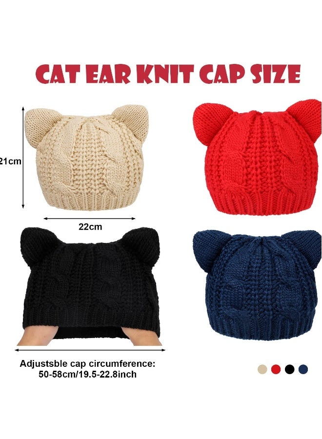 4-Piece Women's Knitted Beret Set - Soft and Stretchy Beanie Hats for Fall and Winter, Perfect for Cold Weather and Stylish Dress-Up.  - Image 3