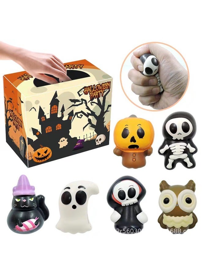 Halloween Slow Rebound PU Toy Pumpkin Ghost Skull Head Suit Wholesale-Color:Portable Bucket - Image 4
