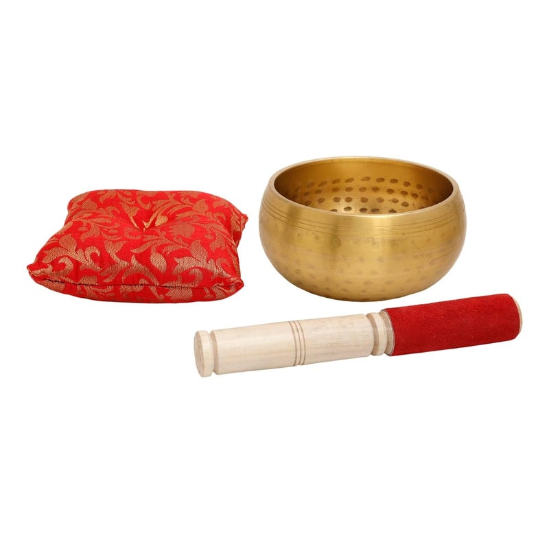 CRAFTHUT Metal Tibetan Singing Bowl with Stick & Cushion – Buddhist Meditation Sound Healing Instrument (5.5 x 5.5 x 2.75 In) 1Kg - Image 4