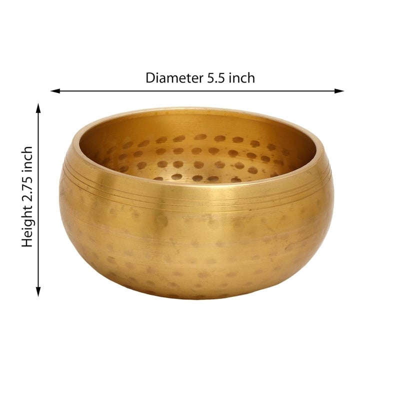 CRAFTHUT Metal Tibetan Singing Bowl with Stick & Cushion – Buddhist Meditation Sound Healing Instrument (5.5 x 5.5 x 2.75 In) 1Kg - Image 2