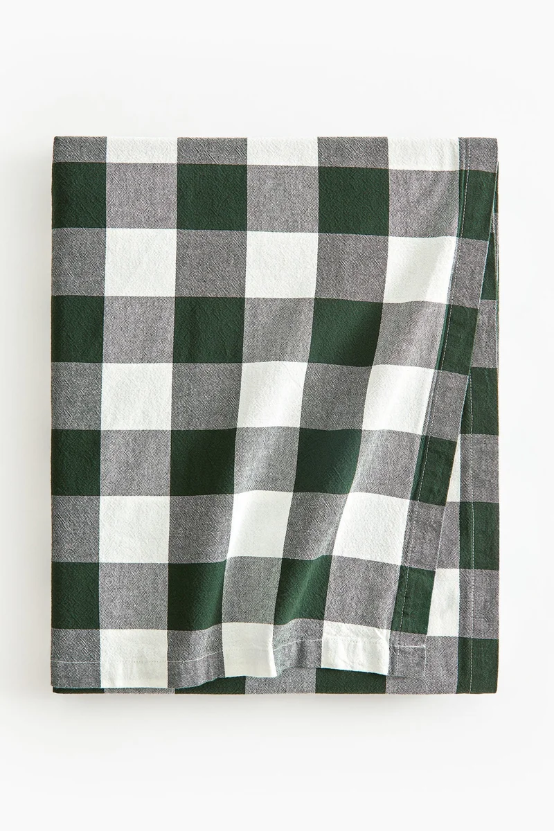 اتش اند ام غطاء طاولة بنقوش من القطن