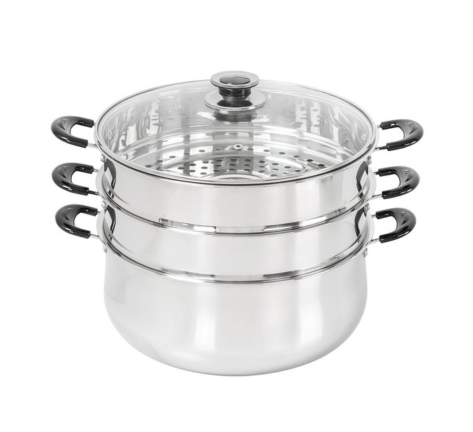 CONCORD 30 CM Stainless Steel 3 Tier Steamer Pot Steaming Cookware Triply Bottom - Image 1