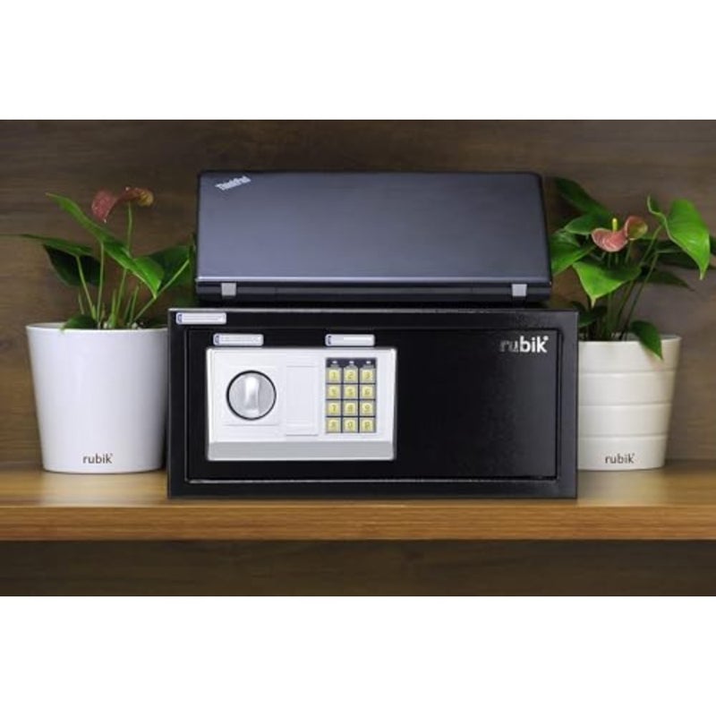 Safe Box with Digital Pin Code and Key Lock for A4 Documents Laptop Tablets Camera Cash Jewelry Home Hotel Office Security RB-20EDW Size, 20x43x35cm - Image 4