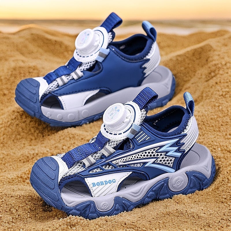Babudou Boys Sandals Baotou Shoes 2025 Summer Anti-Collision Boys And Girls Rotating Button Beach Shoes Children'S Shoes - Image 2