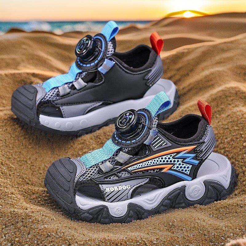 Babudou Boys Sandals Baotou Shoes 2025 Summer Anti-Collision Boys And Girls Rotating Button Beach Shoes Children'S Shoes - Image 4