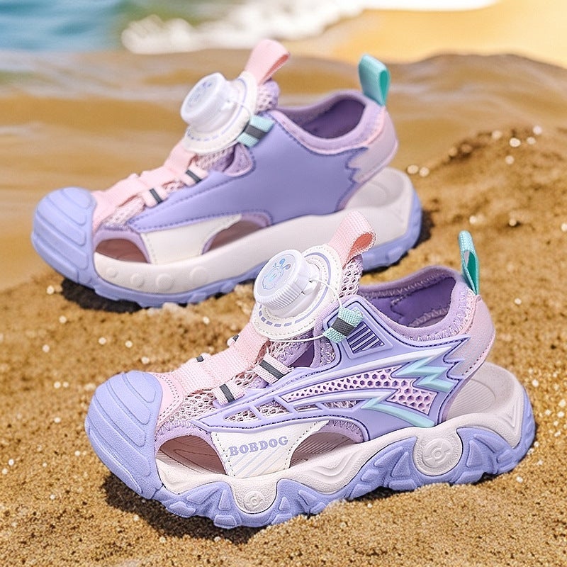 Babudou Boys Sandals Baotou Shoes 2025 Summer Anti-Collision Boys And Girls Rotating Button Beach Shoes Children'S Shoes - Image 3