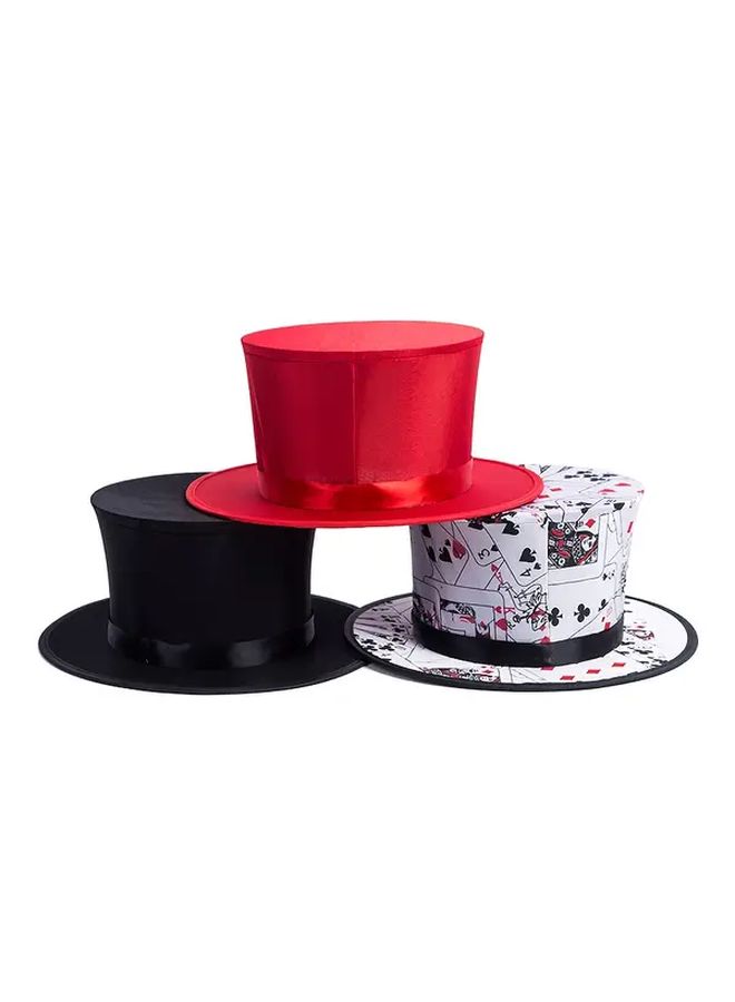 Black Top Hat With Red Ribbon Foldable Magic Trick Hat For Halloween Birthday And Themed Parties Polyester Fabric Perfect For Magical Performances And Costume Parties Durable Party Accessory And Decorative Hat - Image 3