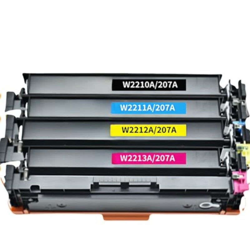 خرطوشة حبر 207A 4 عبوات لطابعات HP Color LaserJet Pro MFP M283fdw M255dw M282nw M283fdn M255nw W2210A W2211A W2212A W2213A مع رقاقة، عالية الإنتاجية، سريعة الجفاف، أسود، أداء موثوق - Image 1
