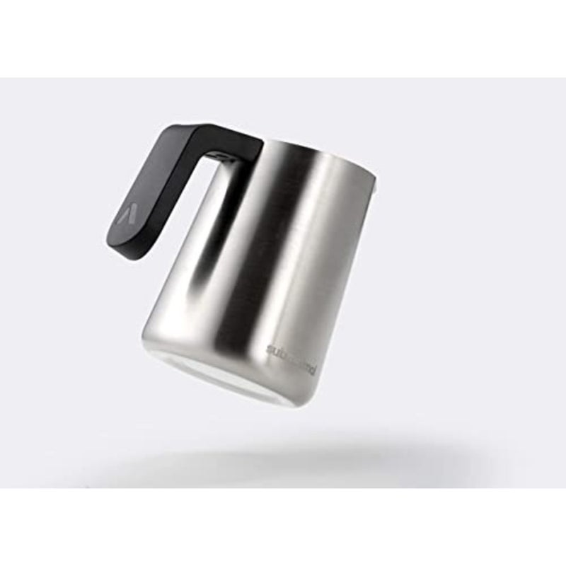 Stovetop milk frothing pitcher for home barista use, stainless steel, matte black, ergonomic heat-resistant handle, 450ml capacity - Image 5
