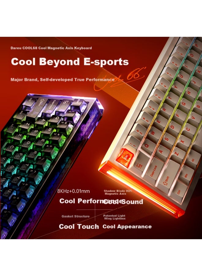 Daryo Daeryou Cool68/60 Magnetic Axis Keyboard Rt E-sports Gaming Mechanical Keyboard With 8k Polling Rate, Hot-swappable Rgb Dual Driver, Fear Of Missing Out Cool68 Ice Rock Black - Image 1