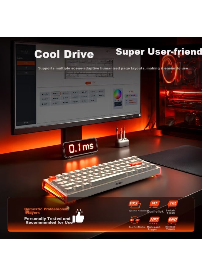 Daryo Daeryou Cool68/60 Magnetic Axis Keyboard Rt E-sports Gaming Mechanical Keyboard With 8k Polling Rate, Hot-swappable Rgb Dual Driver, Fear Of Missing Out Cool68 Ice Rock Black - Image 2