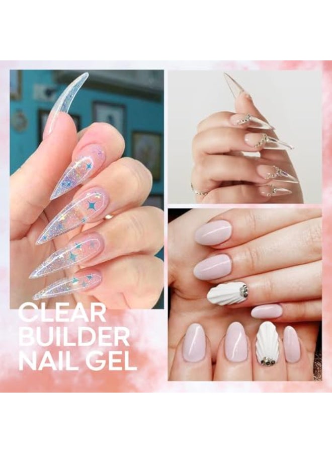 Modelones Builder Nail Gel Kit Clear Extension Kit Hard Gel for Nails 2oz Strengthen Acrylic Manicure Art Set with 100PCS Dual Forms and Dualuse Acrylic Brush Professional DIY at Home - Image 4