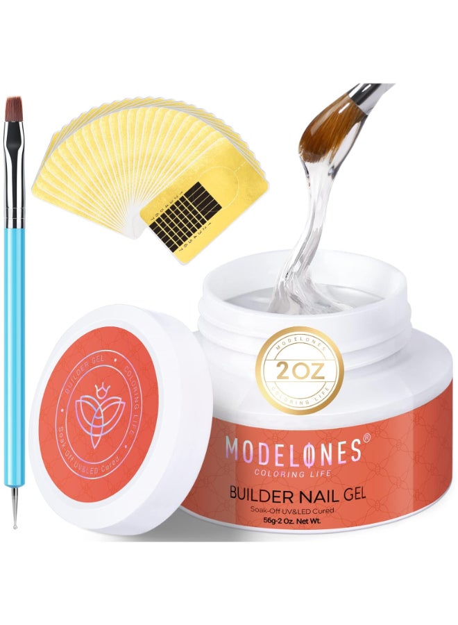 Modelones Builder Nail Gel Kit Clear Extension Kit Hard Gel for Nails 2oz Strengthen Acrylic Manicure Art Set with 100PCS Dual Forms and Dualuse Acrylic Brush Professional DIY at Home - Image 3