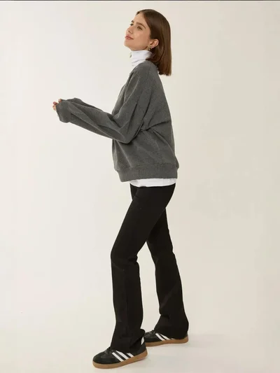 HICCUP Oversized Crew Neck Basic Sweatshirt