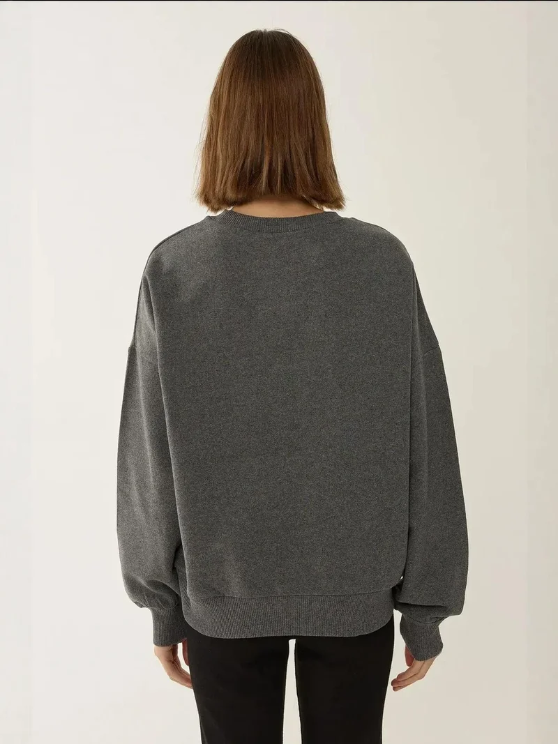 HICCUP Oversized Crew Neck Basic Sweatshirt