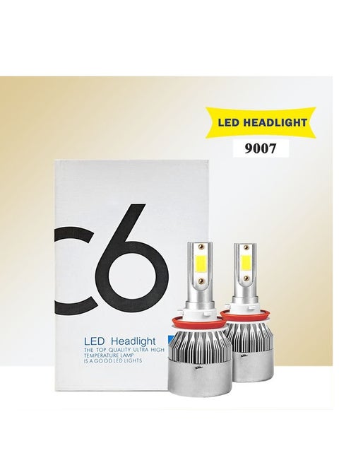 2 Piece C6 9007 Car LED Headlight Bulb all In One Plug and Play Head Light LED Conversion Kit