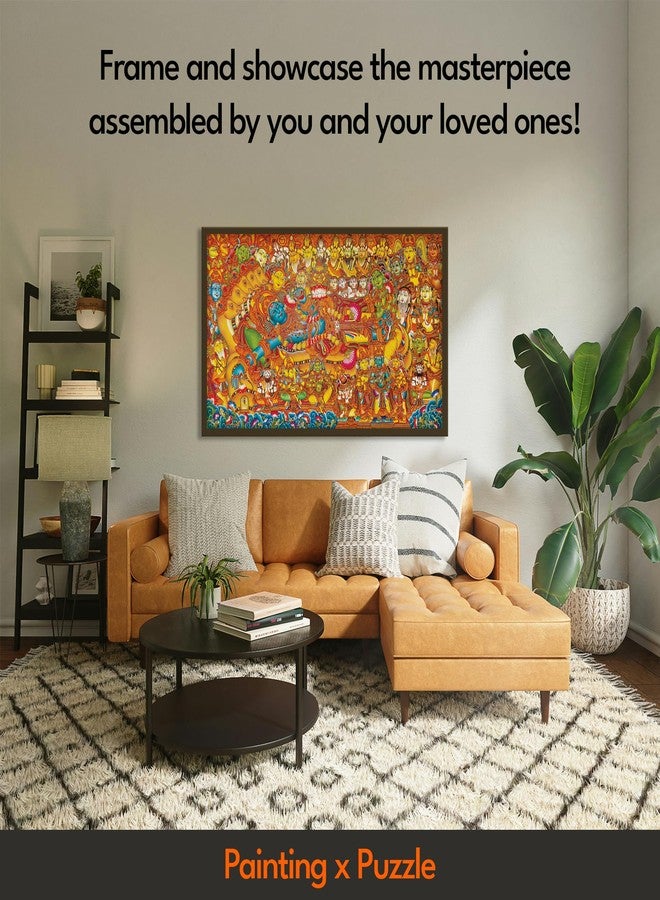 91Knots Vishnu’s Abode(वैकुण्ठ), 500 Pieces Premium Wooden Jigsaw Puzzle for Adults and Kids 12+ Years | Kerala Mural Indian Artwork Puzzle with Unique Cuts | Gifts for Adults and Teenagers - Image 3