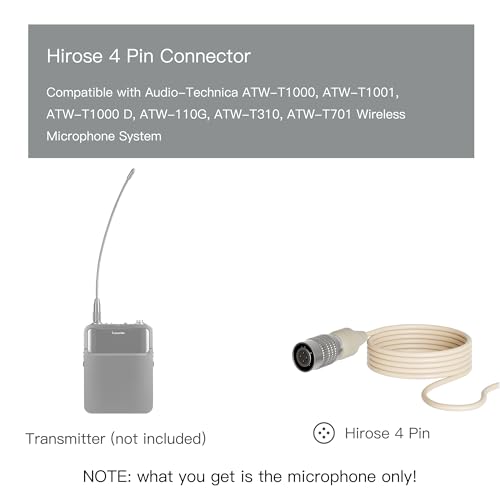 JK J K MIC-J 069 Earhook Headworn Headset Unidirectional Microphone Compatible with Audio Technica Wireless Bodypack Transmitter - Hirose 4Pin Plug - Image 2