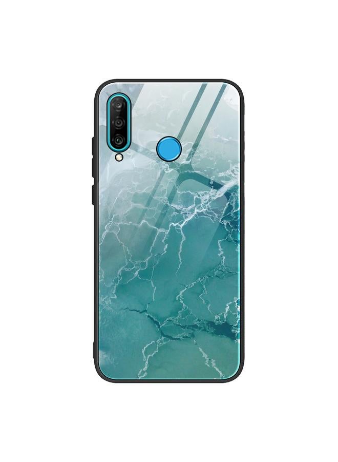 اس-توب جراب لهاتف Huawei P30 lite / nova 4e جراب واقٍ زجاجي بنمط رخامي - Image 1